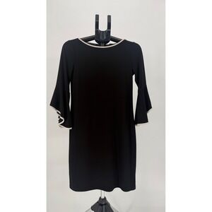 Nik‎ & Ash Black Ruffle Bell Sleeve Shift Dress Minimalist Work Cocktail Size S